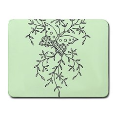 Illustration Of Butterflies And Flowers Ornament On Green Background Small Mousepad by Ket1n9