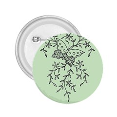 Illustration Of Butterflies And Flowers Ornament On Green Background 2 25  Buttons by Ket1n9