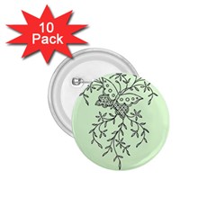 Illustration Of Butterflies And Flowers Ornament On Green Background 1 75  Buttons (10 Pack) by Ket1n9