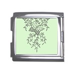 Illustration Of Butterflies And Flowers Ornament On Green Background Mega Link Italian Charm (18mm) Front