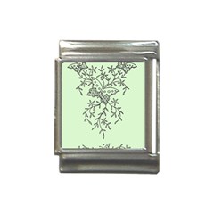 Illustration Of Butterflies And Flowers Ornament On Green Background Italian Charm (13mm) by Ket1n9