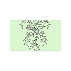 Illustration Of Butterflies And Flowers Ornament On Green Background Sticker Rectangular (10 Pack) by Ket1n9