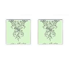 Illustration Of Butterflies And Flowers Ornament On Green Background Cufflinks (square) by Ket1n9