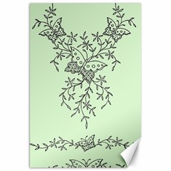 Illustration Of Butterflies And Flowers Ornament On Green Background Canvas 20  X 30  by Ket1n9