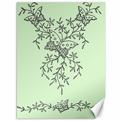 Illustration Of Butterflies And Flowers Ornament On Green Background Canvas 36  X 48  by Ket1n9