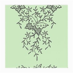 Illustration Of Butterflies And Flowers Ornament On Green Background Medium Glasses Cloth (2 Sides) by Ket1n9