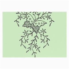 Illustration Of Butterflies And Flowers Ornament On Green Background Large Glasses Cloth (2 Sides) by Ket1n9