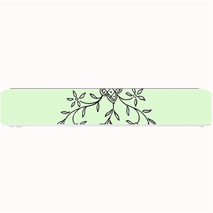 Illustration Of Butterflies And Flowers Ornament On Green Background Small Bar Mat