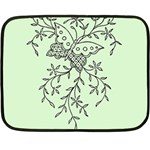 Illustration Of Butterflies And Flowers Ornament On Green Background Fleece Blanket (Mini) 35 x27  Blanket