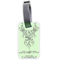 Illustration Of Butterflies And Flowers Ornament On Green Background Luggage Tag (two Sides) by Ket1n9