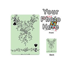 Illustration Of Butterflies And Flowers Ornament On Green Background Playing Cards 54 Designs (mini) by Ket1n9