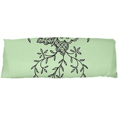 Illustration Of Butterflies And Flowers Ornament On Green Background Body Pillow Case Dakimakura (two Sides) by Ket1n9