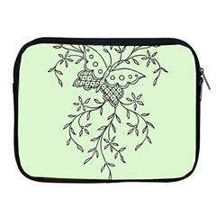 Illustration Of Butterflies And Flowers Ornament On Green Background Apple Ipad 2/3/4 Zipper Cases by Ket1n9