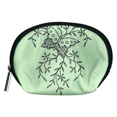 Illustration Of Butterflies And Flowers Ornament On Green Background Accessory Pouch (medium)