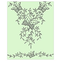 Illustration Of Butterflies And Flowers Ornament On Green Background Drawstring Bag (small) by Ket1n9