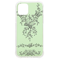 Illustration Of Butterflies And Flowers Ornament On Green Background Iphone 12/12 Pro Tpu Uv Print Case by Ket1n9