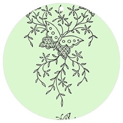 Illustration Of Butterflies And Flowers Ornament On Green Background Uv Print Acrylic Ornament Round by Ket1n9