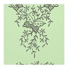 Illustration Of Butterflies And Flowers Ornament On Green Background Banner And Sign 4  X 4  by Ket1n9