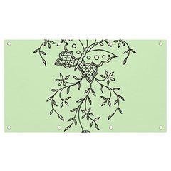 Illustration Of Butterflies And Flowers Ornament On Green Background Banner And Sign 7  X 4  by Ket1n9