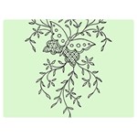 Illustration Of Butterflies And Flowers Ornament On Green Background Premium Plush Fleece Blanket (Extra Small) 40 x30  Blanket Front