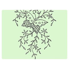 Illustration Of Butterflies And Flowers Ornament On Green Background Two Sides Premium Plush Fleece Blanket (extra Small) by Ket1n9