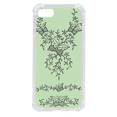 Illustration Of Butterflies And Flowers Ornament On Green Background Iphone Se by Ket1n9