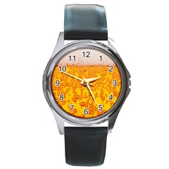 Beer Alcohol Drink Drinks Round Metal Watch by Ket1n9