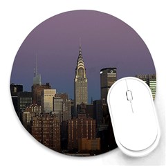 Skyline City Manhattan New York Round Mousepad by Ket1n9