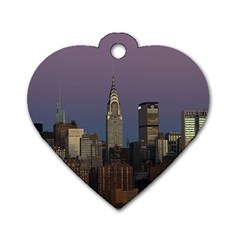 Skyline City Manhattan New York Dog Tag Heart (one Side) by Ket1n9