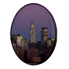 Skyline City Manhattan New York Oval Glass Fridge Magnet (4 Pack) by Ket1n9