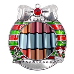 Shingle Roof Shingles Roofing Tile Metal X mas Ribbon With Red Crystal Round Ornament by Ket1n9