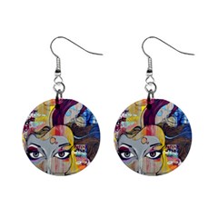 Graffiti Mural Street Art Painting Mini Button Earrings by Ket1n9