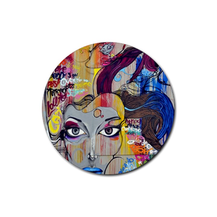 Graffiti Mural Street Art Painting Rubber Coaster (Round)