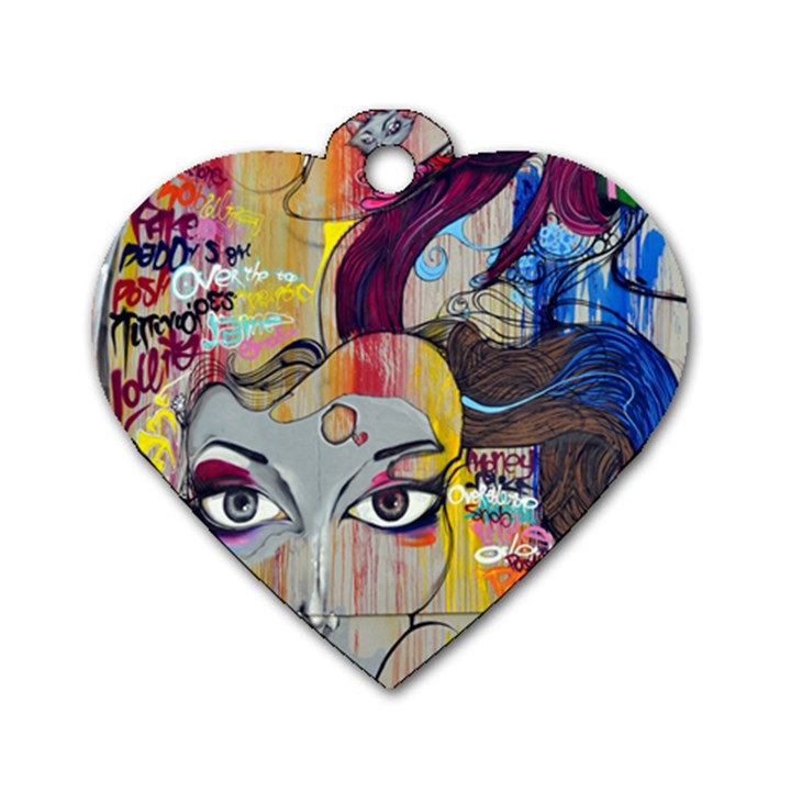 Graffiti Mural Street Art Painting Dog Tag Heart (Two Sides)