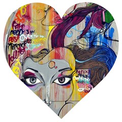 Graffiti Mural Street Art Painting Wooden Puzzle Heart by Ket1n9