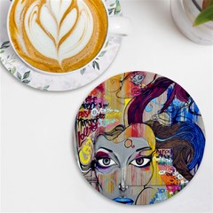 Graffiti Mural Street Art Painting Uv Print Round Tile Coaster by Ket1n9