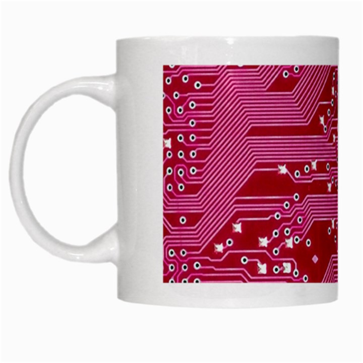 Pink Circuit Pattern White Mug