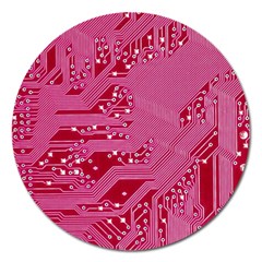 Pink Circuit Pattern Magnet 5  (round) by Ket1n9