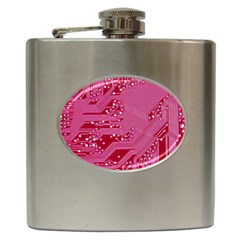 Pink Circuit Pattern Hip Flask (6 Oz) by Ket1n9