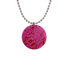 Pink Circuit Pattern 1  Button Necklace by Ket1n9