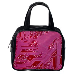 Pink Circuit Pattern Classic Handbag (one Side) by Ket1n9