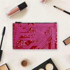 Pink Circuit Pattern Cosmetic Bag (small) by Ket1n9