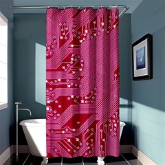 Pink Circuit Pattern Shower Curtain 36  X 72  (stall)  by Ket1n9