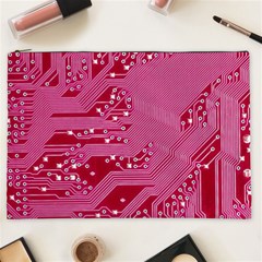 Pink Circuit Pattern Cosmetic Bag (xxl) by Ket1n9