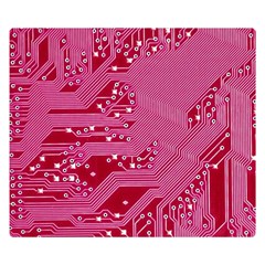 Pink Circuit Pattern Two Sides Premium Plush Fleece Blanket (small) by Ket1n9