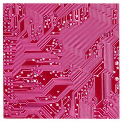 Pink Circuit Pattern Wooden Puzzle Square by Ket1n9