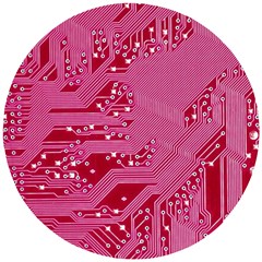 Pink Circuit Pattern Wooden Puzzle Round by Ket1n9