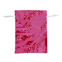 Pink Circuit Pattern Lightweight Drawstring Pouch (l) by Ket1n9