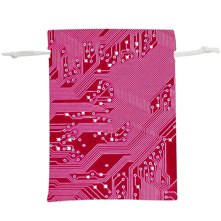 Pink Circuit Pattern Lightweight Drawstring Pouch (XL)