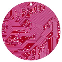 Pink Circuit Pattern Uv Print Acrylic Ornament Round by Ket1n9